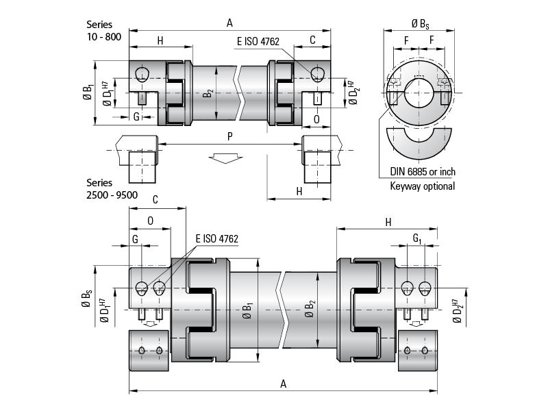 3 view drawing of coupling